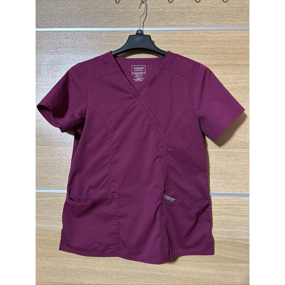 Cherokee Workwear Revolution V-Neck Maroon Scrub Top Women's MEDIUM - Picture 1 of 4